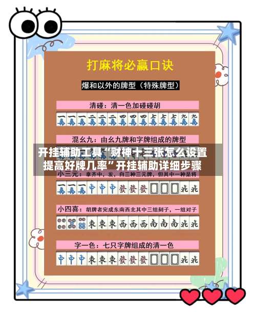 开挂辅助工具“财神十三张怎么设置提高好牌几率	”开挂辅助详细步骤-第1张图片