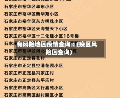 有风险地区疫情查询︰(疫区风险区查询)-第1张图片
