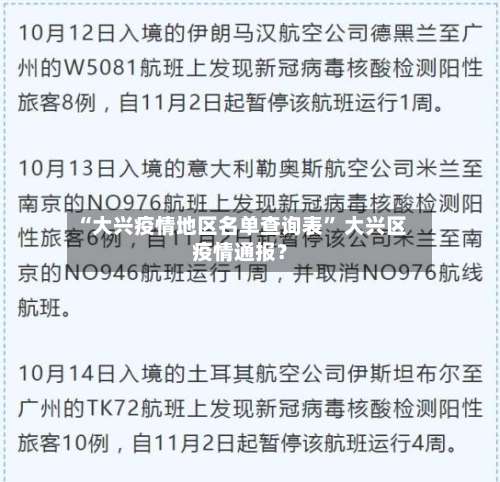 “大兴疫情地区名单查询表” 大兴区疫情通报？-第1张图片