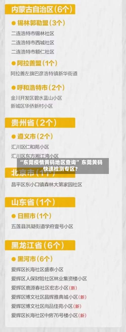 “东莞疫情黄码地区查询” 东莞黄码快速检测专区？-第1张图片