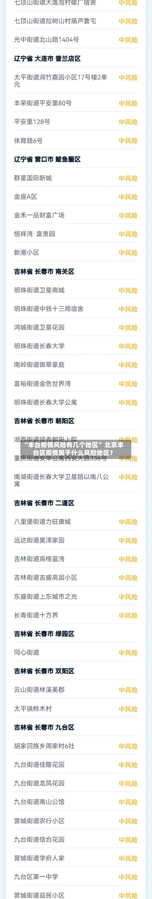 “丰台疫情风险有几个地区	” 北京丰台区疫情属于什么风险地区？-第2张图片